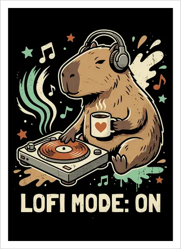 Chill Capybara DJ Retro Aesthetic