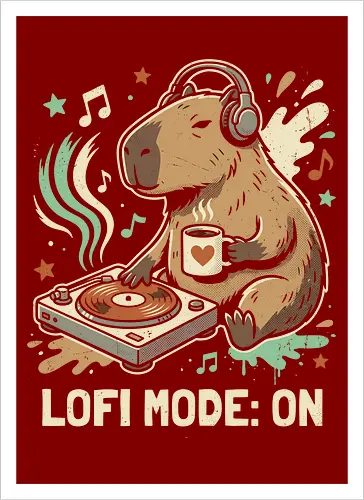 Chill Capybara DJ Retro Aesthetic