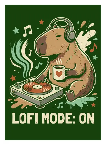 Chill Capybara DJ Retro Aesthetic