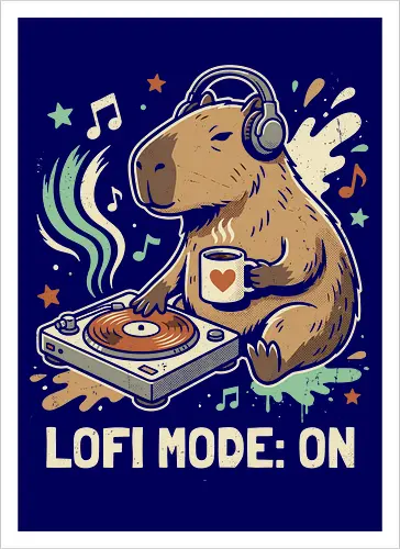 Chill Capybara DJ Retro Aesthetic