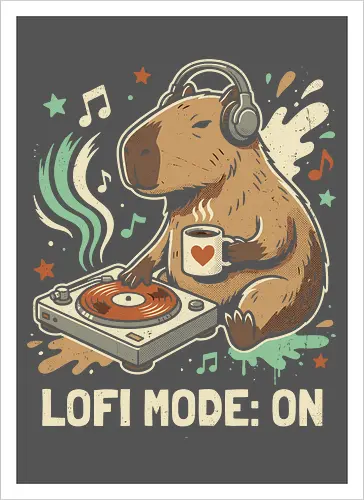 Chill Capybara DJ Retro Aesthetic
