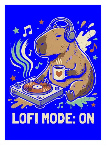 Chill Capybara DJ Retro Aesthetic