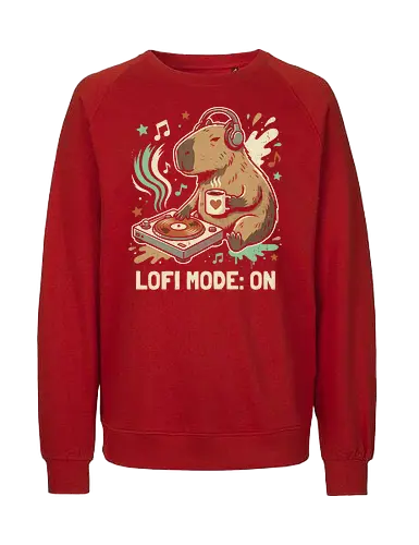 Chill Capybara DJ Retro Aesthetic - lofi capybara shirt, chill mode on t-shirt, dj capybara graphic tee, retro lofi aesthetic clothing, cute animal dj apparel, capybara coffee lover gift, vintage turntable design, lo-fi hip hop streetwear, pastel aesthetic animal shirt, cozy vibes clothing, chillwave fan merch, distressed retro graphic tee, lofi study music shirt, cute capybara headphones art, lofi beats t-shirt, minimalist animal streetwear, relaxing capybara top, indie aesthetic clothing, gift for lofi music fans - Fairtrade Sweatshirt