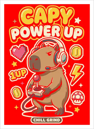 Gamer Capybara Retro 8-Bit Pixel Art Graphic