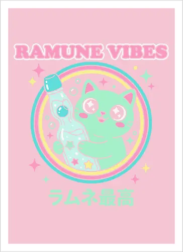 Kawaii Mint Cat Retro Japanese Soda Graphic