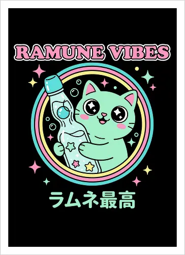 Kawaii Mint Cat Retro Japanese Soda Graphic