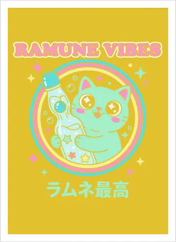 Kawaii Mint Cat Retro Japanese Soda Graphic