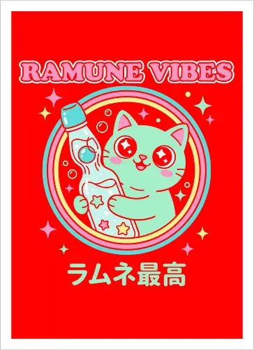 Kawaii Mint Cat Retro Japanese Soda Graphic