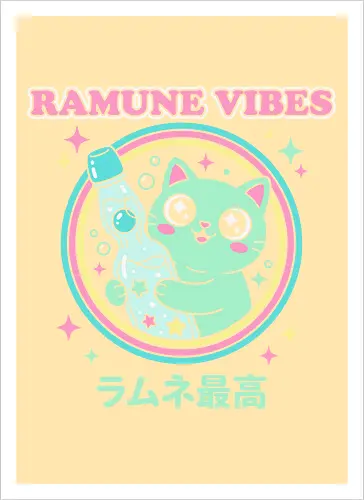 Kawaii Mint Cat Retro Japanese Soda Graphic