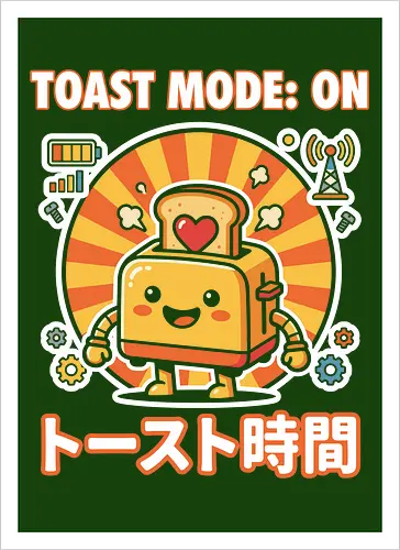 Toast Mode: On Kawaii Toaster Robot Retro Japanese Graphic