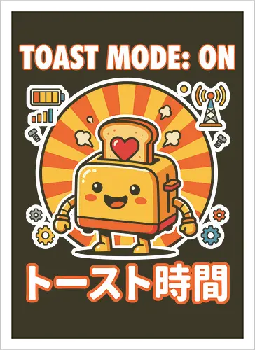Toast Mode: On Kawaii Toaster Robot Retro Japanese Graphic