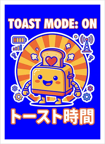 Toast Mode: On Kawaii Toaster Robot Retro Japanese Graphic