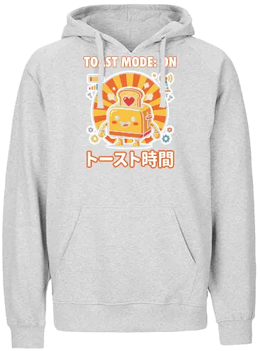 Toast Mode: On Kawaii Toaster Robot Retro Japanese Graphic - toast mode on shirt, kawaii toaster t-shirt, happy kitchen robot graphic tee, japanese breakfast apparel, cute food robot design, retro sun aesthetic clothing, toast mode on top, funny kitchen gadget t-shirt, kawaii kitchenware merch, yellow and orange graphic shirt, japanese typography toaster tee, adorable robot t-shirt, breakfast lover gift, whimsical kitchen art clothing, heart toast graphic, tech-themed kawaii shirt, cheerful robot apparel, unique food character top, sunny morning graphic t-shirt - Fairtrade Hoodie