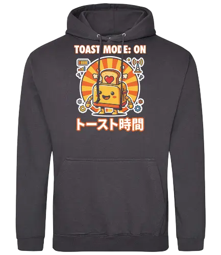 Toast Mode: On Kawaii Toaster Robot Retro Japanese Graphic - toast mode on shirt, kawaii toaster t-shirt, happy kitchen robot graphic tee, japanese breakfast apparel, cute food robot design, retro sun aesthetic clothing, toast mode on top, funny kitchen gadget t-shirt, kawaii kitchenware merch, yellow and orange graphic shirt, japanese typography toaster tee, adorable robot t-shirt, breakfast lover gift, whimsical kitchen art clothing, heart toast graphic, tech-themed kawaii shirt, cheerful robot apparel, unique food character top, sunny morning graphic t-shirt - Standard Hoodie