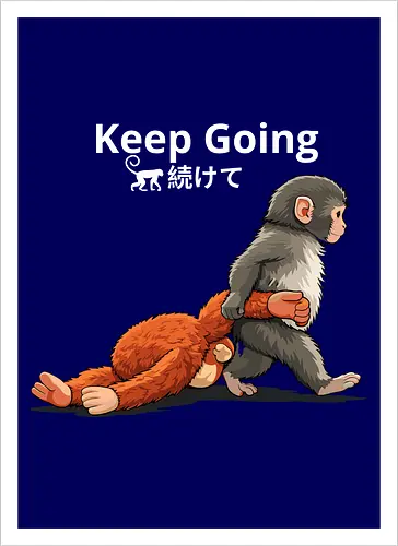 Keep Going Monkey Motivation Retro Japanese Graphic