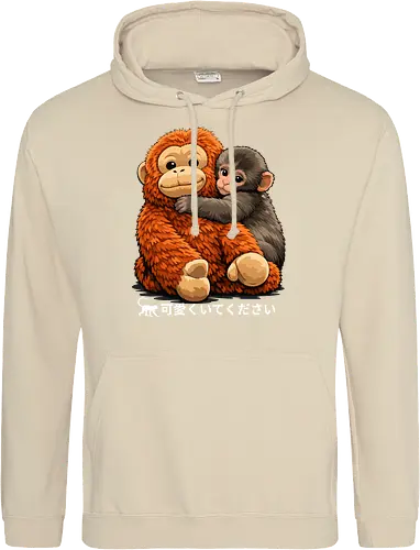 "Stay Cute" Adorable Baby Monkey Hug Retro Japanese Graphic