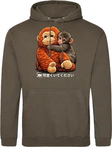 "Stay Cute" Adorable Baby Monkey Hug Retro Japanese Graphic