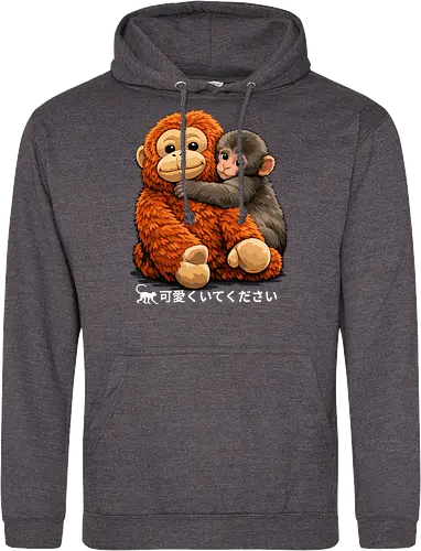 "Stay Cute" Adorable Baby Monkey Hug Retro Japanese Graphic