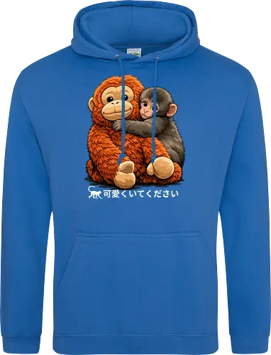 "Stay Cute" Adorable Baby Monkey Hug Retro Japanese Graphic