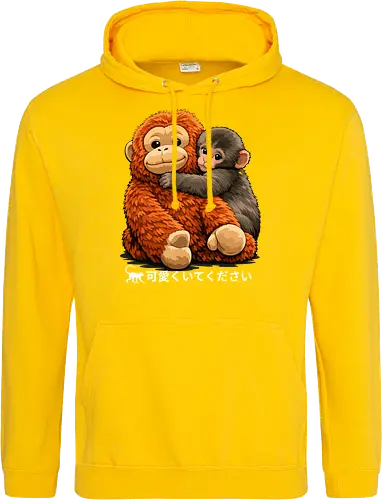 "Stay Cute" Adorable Baby Monkey Hug Retro Japanese Graphic