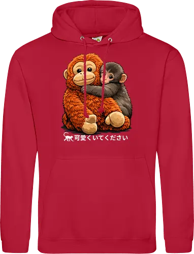 "Stay Cute" Adorable Baby Monkey Hug Retro Japanese Graphic