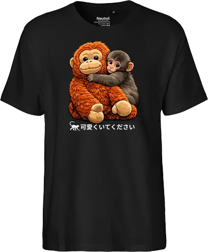 "Stay Cute" Adorable Baby Monkey Hug Retro Japanese Graphic