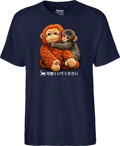 "Stay Cute" Adorable Baby Monkey Hug Retro Japanese Graphic