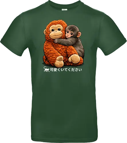 "Stay Cute" Adorable Baby Monkey Hug Retro Japanese Graphic