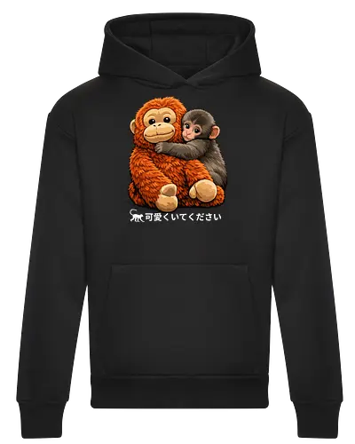 "Stay Cute" Adorable Baby Monkey Hug Retro Japanese Graphic