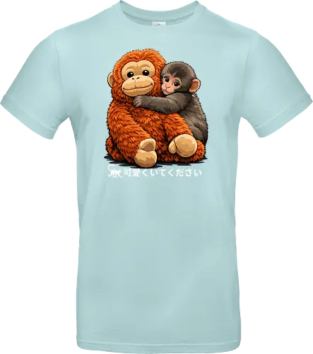 "Stay Cute" Adorable Baby Monkey Hug Retro Japanese Graphic