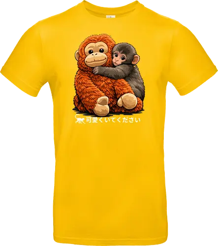 "Stay Cute" Adorable Baby Monkey Hug Retro Japanese Graphic