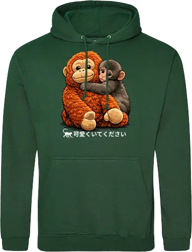 "Stay Cute" Adorable Baby Monkey Hug Retro Japanese Graphic