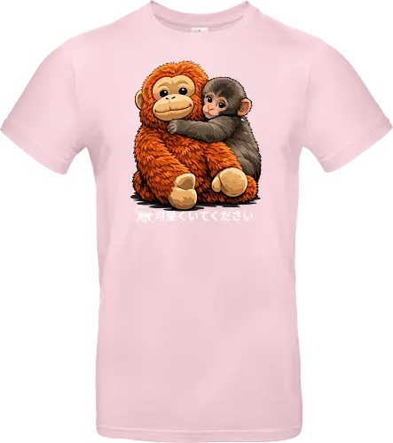 "Stay Cute" Adorable Baby Monkey Hug Retro Japanese Graphic