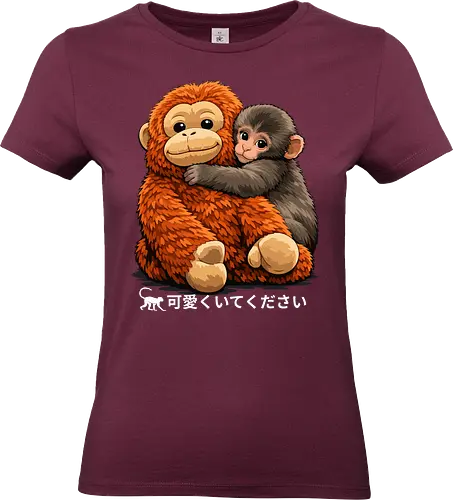 "Stay Cute" Adorable Baby Monkey Hug Retro Japanese Graphic