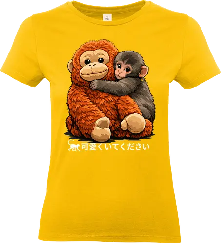 "Stay Cute" Adorable Baby Monkey Hug Retro Japanese Graphic