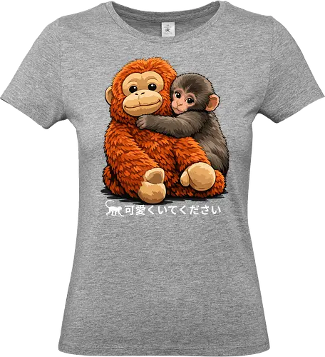"Stay Cute" Adorable Baby Monkey Hug Retro Japanese Graphic