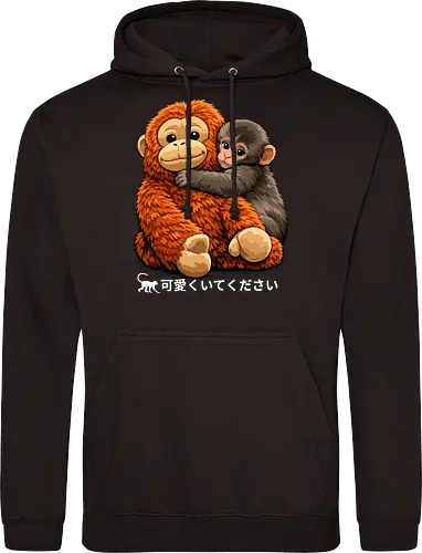 "Stay Cute" Adorable Baby Monkey Hug Retro Japanese Graphic