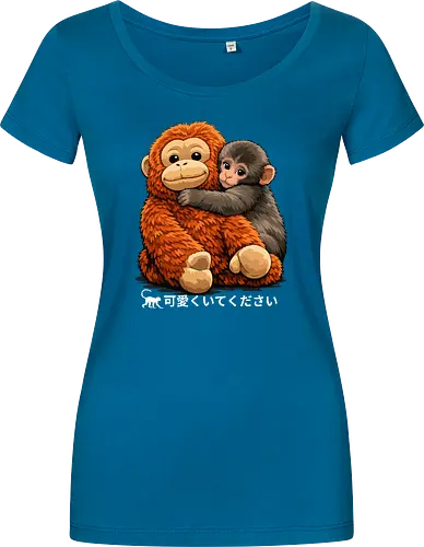 "Stay Cute" Adorable Baby Monkey Hug Retro Japanese Graphic