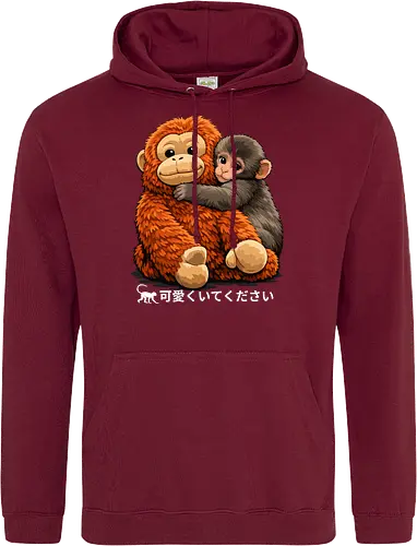 "Stay Cute" Adorable Baby Monkey Hug Retro Japanese Graphic