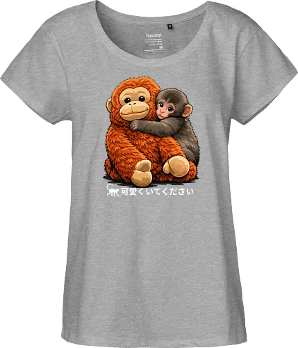"Stay Cute" Adorable Baby Monkey Hug Retro Japanese Graphic