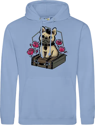 French Bulldog on Vintage Travel Suitcase