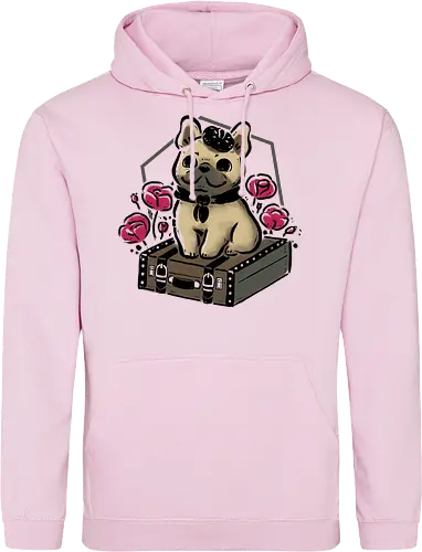 French Bulldog on Vintage Travel Suitcase