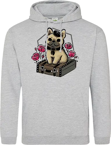 French Bulldog on Vintage Travel Suitcase