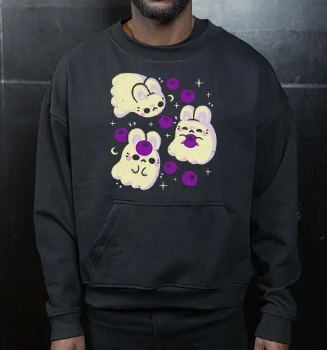 Cute Bunny Ghosts and Blueberries