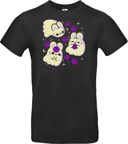 Cute Bunny Ghosts and Blueberries