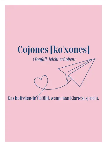  Cojones [koˈxones]-Klartext Rückendruck