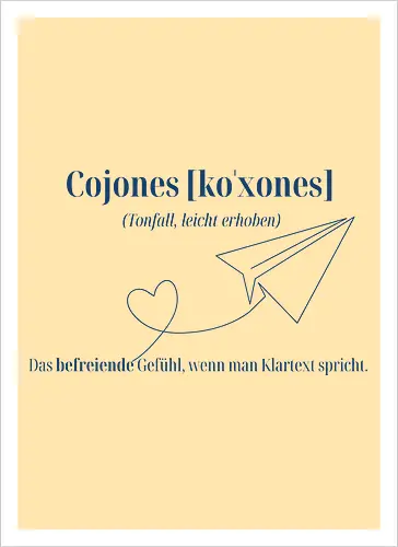  Cojones [koˈxones]-Klartext Rückendruck