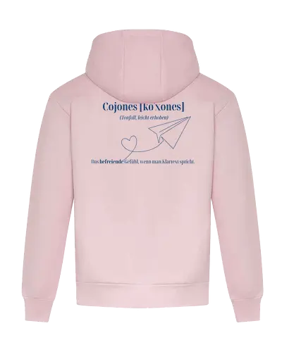  Cojones [koˈxones]-Klartext Rückendruck - Stärke tragen, Motivation, Mindset Shirt, Cojones, Statement Shirt, Klartext, Befreiendes Gefühl, Selbstvertrauen, Innere Stärke, mut zeigen, Selbstbewusstsein, Mentale Klarheit, Haltung zeigen, Selbstwert erkennen, Empowerment - Heavyweight Hoodie