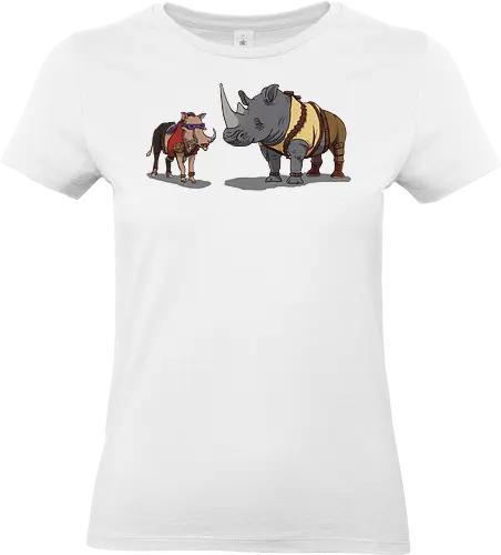 Mutanten-Duo - Bebop & Rocksteady TMNT - bebop und rocksteady, tmnt schurken, geek kleidung, mutanten wildschwein, mutanten nashorn, teetan, foot clan, shredder, 80er cartoon, tmnt mutanten, komische schurken, mutanten schergen, 90er nostalgie, turtles t-shirt, teenage, mutant turtles - Standard T-Shirt (Frauen)
