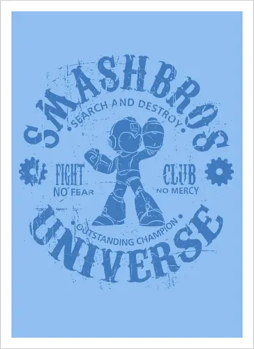 Smash Bros Fight Club - Gaming Fighter - mega man t-shirt, smash bros fighter, fight club, gamer kleidung, blue bomber, teetan, robot master, super smash bros, mega buster, vintage kunst, mega man x, grunge kunst, champion fighter - Kunstdruck